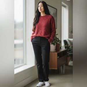 NWT OneHart Milo Chenille Crew-Neck Sweater Red Small